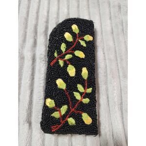 Eyeglass case ornate vintage Seed bead case b45